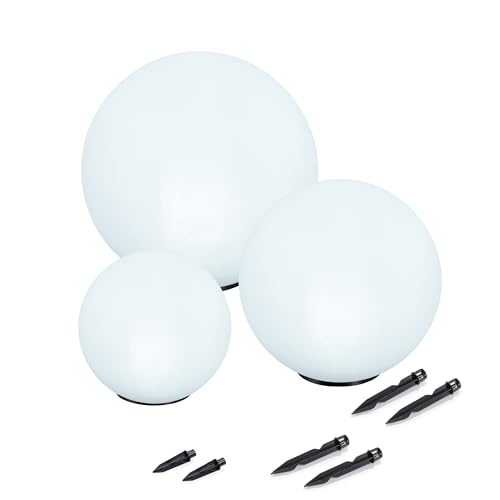 Esotec Solarkugeln Basic, Multicolor, 3er Set, 7 Leuchtfarben, Farbwechsel, 20+30+40cm, Akku, Solarmodul, Leuchtkugeln Garten, LED Gartenkugeln,...
