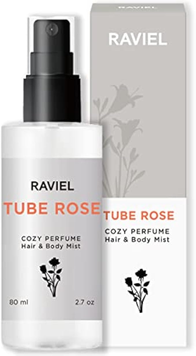 RAVIEL Cozy Perfume Hair & Body Moisturizing Mist Spray 2.7 fl oz, Premium Floral Scent, Witch Hazel Moisturizer, Natural Body Fragrance, Nourishing & Fast Absorbing, Alcohol Free (Tube Rose)