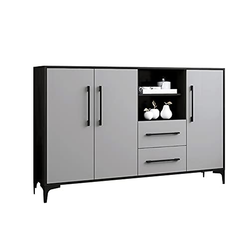 QINJIE Aparador Moderno Aparador Buffet Aparador De Cocina, Aparador-Buffet De Madera Maciza, con 2 Armarios Y 2 Cajones, para Pasillo, Entrada O Sala De Estar,63in