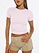 Trendy Queen Womens Short Sleeve T Shirts Summer 2026 Crop Tops Basic Slim Fit Gym Workout Y2k Clothes Light Pink XS