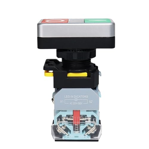 Interrupteur momentané double commande 22mm contact 1NO1NC 10A avec voyant LED - 5