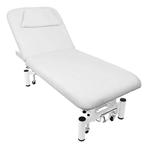 Activeshop Kosmetikliege Massageliege Massagetisch Massagestuhl Cosmetic Chair Elektrish 684a mit 1 Motor Weiss bis 200 kg belastbar Premium-PU-Leder