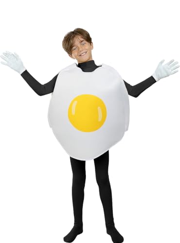 Funidelia Disfraz de huevo frito para niño y niña, Talla 7 12 años Comida, Traje para niños para fiestas, Carnaval y Halloween