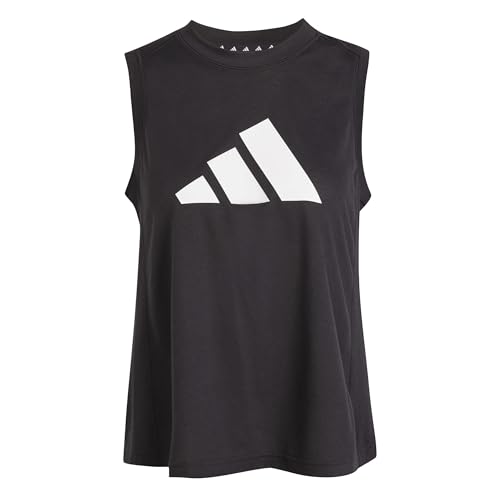 adidas Women's Train Essentials Big Performance Logo Training Tank Top, Black/White, M