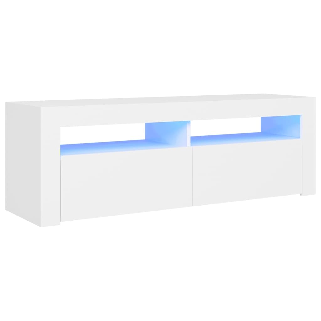 Willood Mueble de TV con Luces LED Aparador Armario Estante Soporte Consola Mobiliario Salón Sala de Estar Dormitorio Blanco 120x35x40 cm