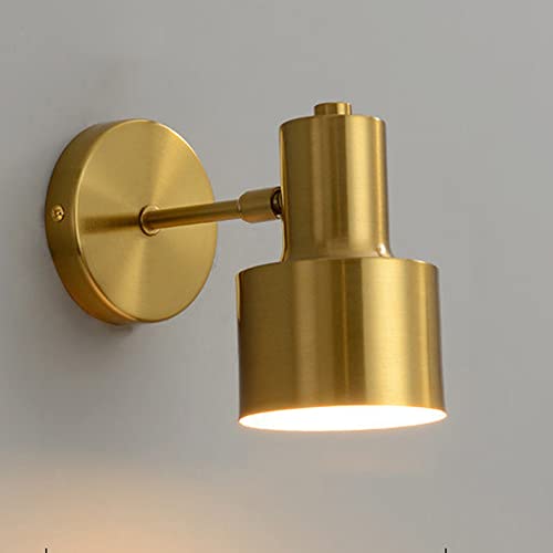 Applique da parete Faretto orientabile Lampada da lettura Portalampada dorato E27 vintage in ottone dorato regolabile metallo Lampada a Muro per soggiorno Camera da letto Comodino corridoio