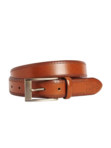 NEXT Hombres Cinturón Oxford de piel Signature Marrón tostado S