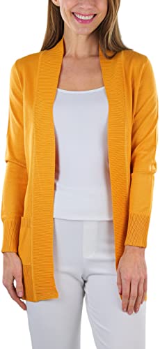 Image of ToBeInStyle Women's Long Sleeve Rib Banded Open Sweater Cardigan
