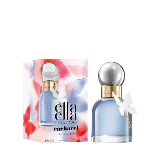 Cacharel, Ella Ella Flora Azura Eau de Parfum, Con lavanda bañada por el sol y flor de azahar, Firma de vainilla ambarada, 50ml