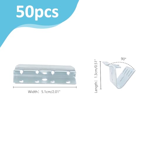 SUPERFINDINGS 50Pcs Metal End Clips Webbings Clips 2x0.6Inch Silver End Clips for Rubber Webbing with Screws Chair Rubber Upholstery Webbing End Clips for Rubber Webbing - Image 2