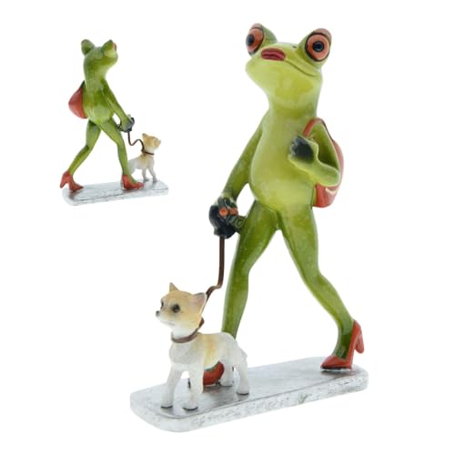 Tyinerc Frosch Garten Statue Frosch Figur Harz Laufen Hund Frosch Statue Deko-Frosch Skulptur Tier Deko Frosch Figuren Ornament