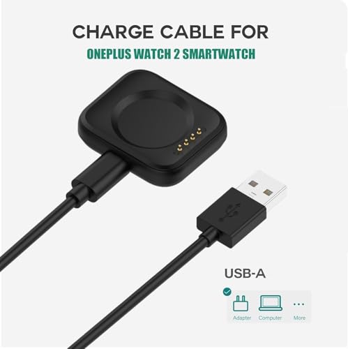 Image of Wisely Magnetic Charger Compatible for OnePlus Watch 3 /2 / 2R - Watch Charger Charging Cable USB Charging Dock Base - Black
