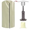 Heavy Duty Tabletop Heater Cover, 38'' H x 24'' W x 24'' D Round Stand-Up Patio Heater With Table Cover-420D Oxford Silver Coated Fabric Waterproof & Dustproof for All Weather Protection-(Beige)