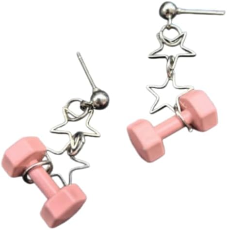 Y2K Fitness Dumbbell Earrings - Miniature Star Dangles, Sporty Gym-Themed Jewelry for Workout Enthusiasts & Athleisure