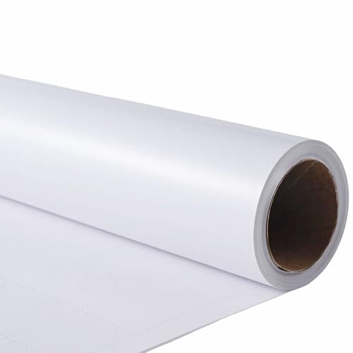 ZINTBIAL Matte White Wrapping Paper Roll with Cut Lines - Solid White Holiday Gift Wrap for Mothers Day Wedding Birthdays Bridal Shower Engagement - 17.5 in x 33 ft (48 sq. ft) Easy to Cut