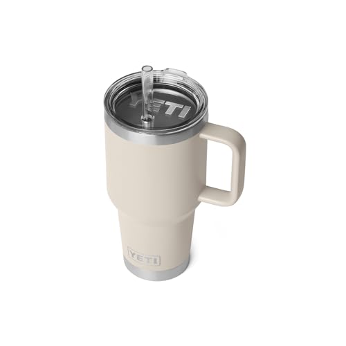 Image of YETI Rambler 35 oz Straw Mug 2.0 - Double-Wall Vacuum Insulation for Cold Beverages - Dishwasher Safe - Cupholder Compatible - Reusable Straw - Comfortable Grip Handle - Travel Mug - Cape Taupe