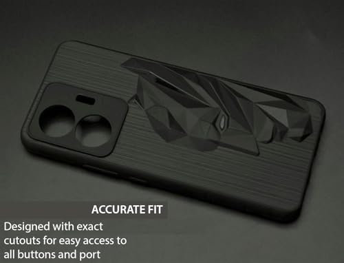 Image of NIUKIN Silicone Mobile Back Case for Vivo T1 44W 4G / iQOO Z6 44W 4G | Engraved Design | 360 Degree Protection | Shockproof Scratch Proof Cover | Black
