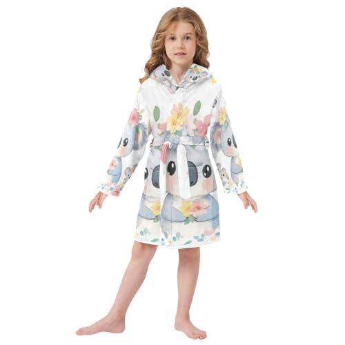 Koala with Flowers Hooded Pajama Kids Bathrobes For Girls2