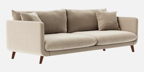 Image of Rejol Velvet 3-Seater Sofa Luxurious Comfort for Living Rooms and Offices (Cream, 3 Seater)