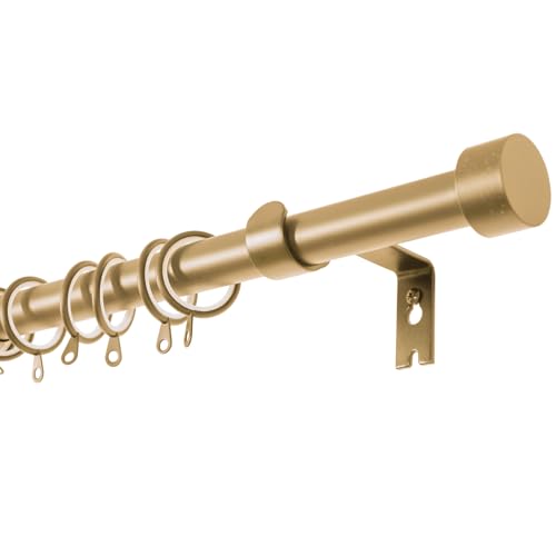 Image of TWOPAGES Adjustable Curtain Rods for Windows 28 to 76 Inch, Heavy Duty 1 Inch Gold Curtain Rod with Rings, Carbon Steel Curtain Rod Set