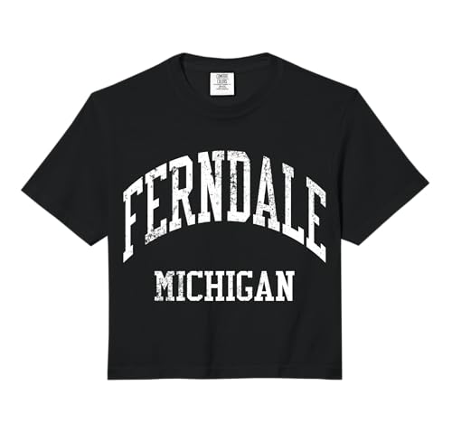 Ferndale Michigan Retro 70s College Sports Style Comfort Colors Crop Top