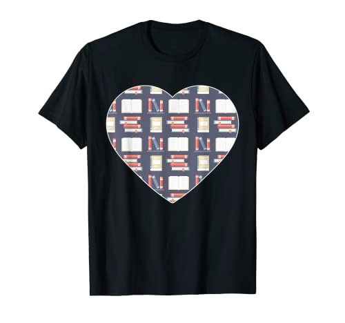 A Beautiful Heart With Books Motive for a Bookworm T-Shirt