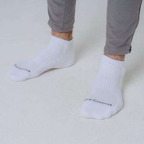 Happy Coconut White Cotton Ankle Socks- Unisex Size 9-11 | Soft, Breathable, Moisture-Wicking Everyday Socks for Men & Women | Durable, Lightweight, Odor-Resistant Athletic Socks (6 Pack)4