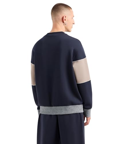 Armani Exchange Men's Oversized Stripe Stretch Bonded Cotton Crewneck Sweatshirt2