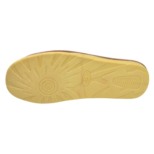 Image of Hwayslon Leather Slippers Men's Women's Leather Room Shoes Natural Cowhide Luxury Solid Color Unisex