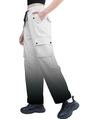 Image of Cromoncent Cargo Pants Girls & Women Parachute Pants Y2K Baggy Rave Clothes Waterproof with Pockets, 6 Years - 3XL