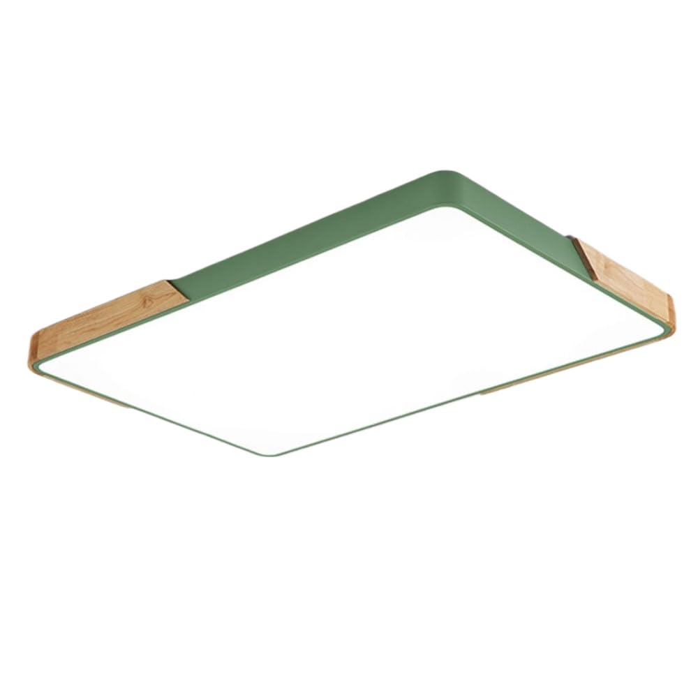Makaronik zielona lampa sufitowa LED prostokątny drewno i metal i akryl w pobliżu sufitu panel świetlny łatwy w instalacji oświetlenie dekoracyjne korytarza jadalnia