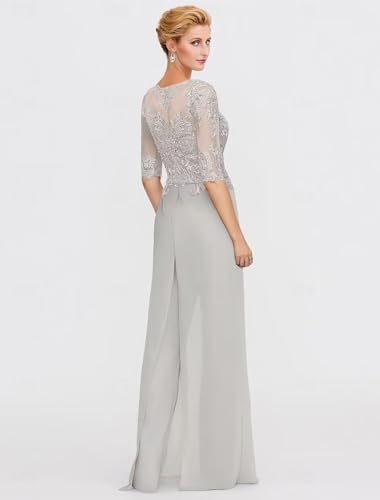 Mother of The Bride Jumpsuit for Wedding 3Pcs with Lace Applique Pant Suits Formal Outfit Set Wedding Guest Dresses Outfit4