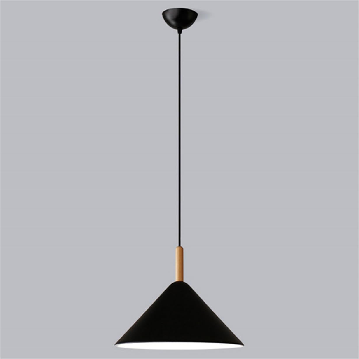 YGZPALH for Dining Room Ceiling Pendant Lights Black/White Lamp Shade with Oak Accent Farmhouse Flush Mount Hanging Light Fixture E26 Base for Foyer Loft Bar Coffee Restaurant Modern Hanging Lamp