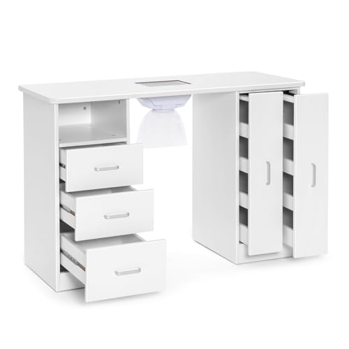 Artist hand Manicure Table, Nail Table, Wooden Salon Spa Nail Table Station w/Cabinet, Drawers, Beauty Salon Equipment