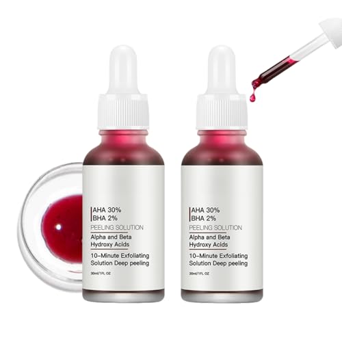 AHA 30% + B_HA 2% Peeling Solution 2pcs, B_HA Peeling-Lösung, Fruchtsäurepeeling Gesichtsserum für Porenreinigung, Feine Linien, Strahlende Haut, Feuchtigkeitsspendend serum, 30ml Fruit Acid Scrub