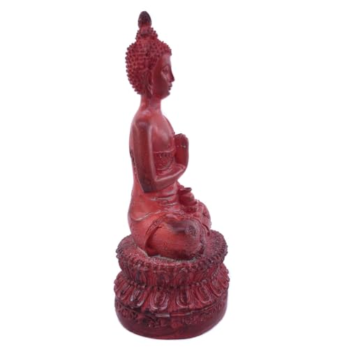 Estatua Buda Sentado Resina Roja 6.7 " miniatura 3