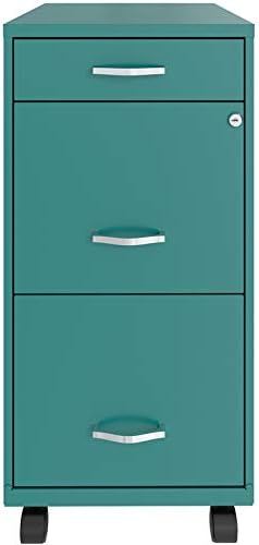 Miniatura 4 de Archivador de metal móvil de 3 cajones de 18" de profundidad en verde azuladoturquesa