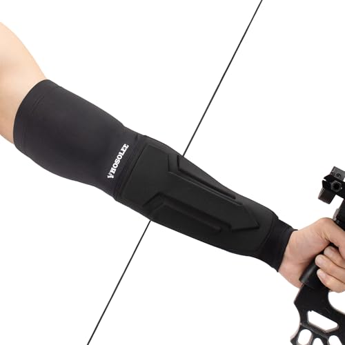 Archery Arm Guard Full Coverage Adjustable Forearm Guard Bracer Protector for Youth & Adult Archer (Black)