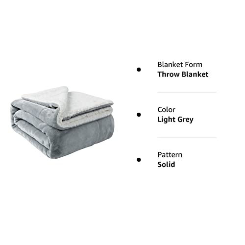 Nanpiper Sherpa Blanket Twin Thick Warm Blanket For Winter Bed Super Soft Fuzzy Flannel Fleece/Wool Like Reversible Velvet Plush Blanket (Light Grey Twin Size 60"X80") #TOP7