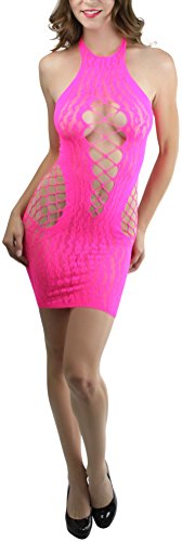 Image of ToBeInStyle Women's Stretch See Through Fishnet Novelty Mini Rave Party Dress