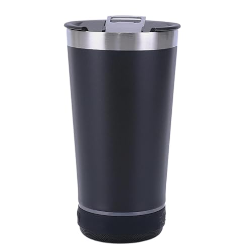 Taza de café con aislamiento de acero inoxidable con altavoz integrado, taza de viaje portátil para acampar, y viajes por carretera, recargable