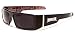 Locs Mens Hardcore Gafas De Sol Fashion Wrap Around Sunglasses with Bandana Print Inside - Free Microfiber Bag - Several Colors Available! (Black - Red Inside)