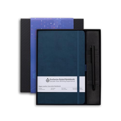 Image of DOODLE Undated Executive Diary Gift Set | A5 160 Pages PU Leather Notebook + Stylish Pen with Stylus | All Packed in a Beautifully packaged in an Elegant Gift Box (Blue)