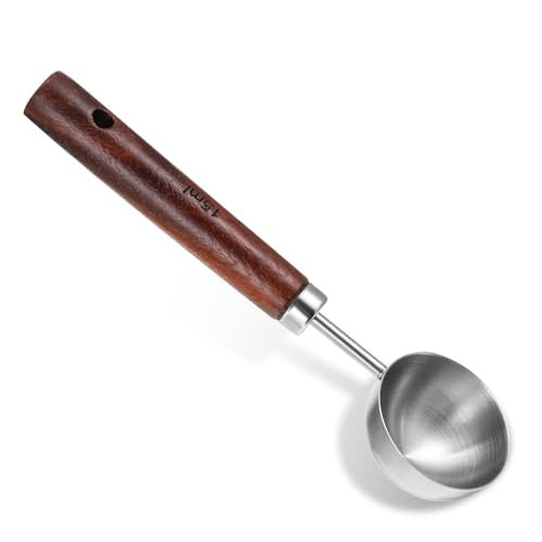 Retro Kaffeelöffel Portionierer Vintage Kaffeemesslöffel Metall-Esslöffel Mit Holzgriff Retro-Messlöffel 15 Ml Espressolöffel Mit Walnussgriff Für Küche Tee Kaffee Zuckerlöffel Silber