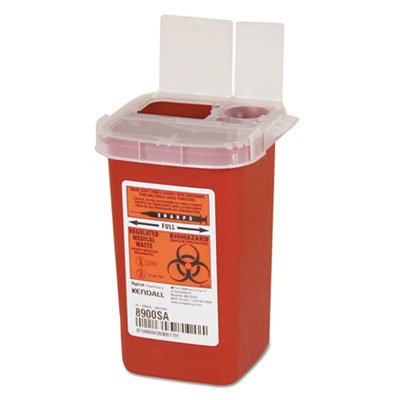 Sharps Containers, Polypropylene, 1/4 gal, 3 1/2 x 4 1/4 x 5 1/2, Red (7 Pack)