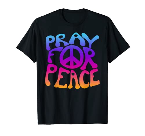 Groovy Hippie Pray for Peace 70s - Señal de paz Camiseta