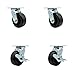 Stainless Steel Polyolefin Swivel Caster w/Main. Free Bearings Set of 4 w/5" x 2" Black Wheels - Includes 2 Swivel w/Bolt on Swivel Locks&2 Swivel w/Brakes-2600 lbs Total Capacity-Service Caster Brand