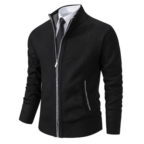 Men Cardigan Slim Fit Knitted Sweater Solid Long Sleeve Zipper Sweatercoat4