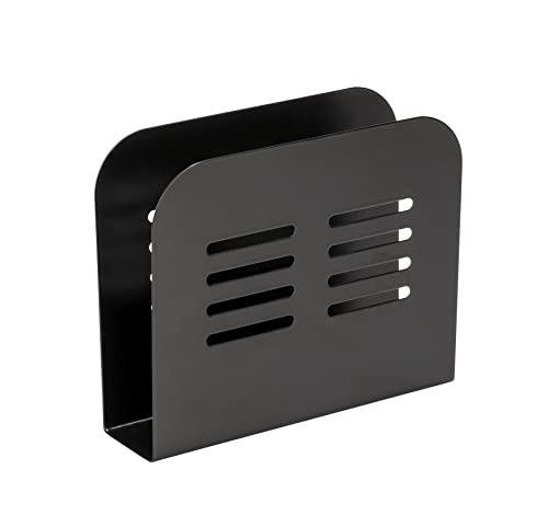 WENKO Servilletero Baco, soporte para servilletas universal, ideal para servilletas de papel en diferentes decoraciones, hecho de metal con recubrimiento de polvo en negro, 15 x 12,5 x 4 cm