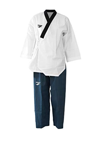 Dorawon Dan col Y, Dobok Uniforme Taekwondo Donna, Bianco/Navy, 180 cm